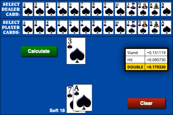 Wizard of Odds Blackjack Hand Calculator Dealer 3 against soft 18.png